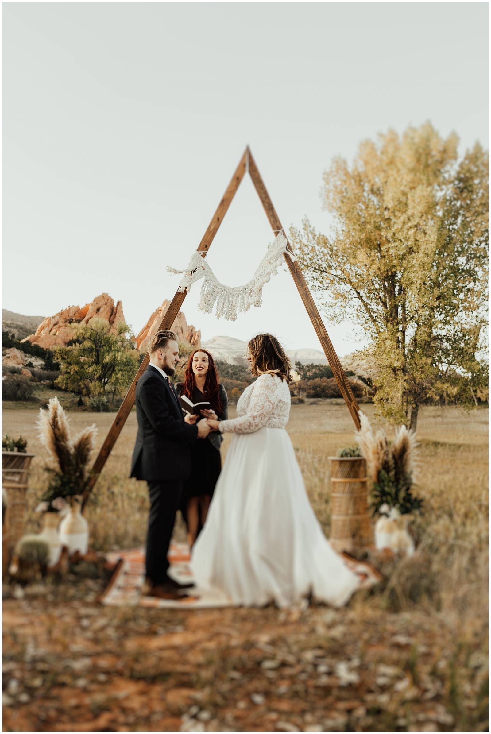 bride and groom say
