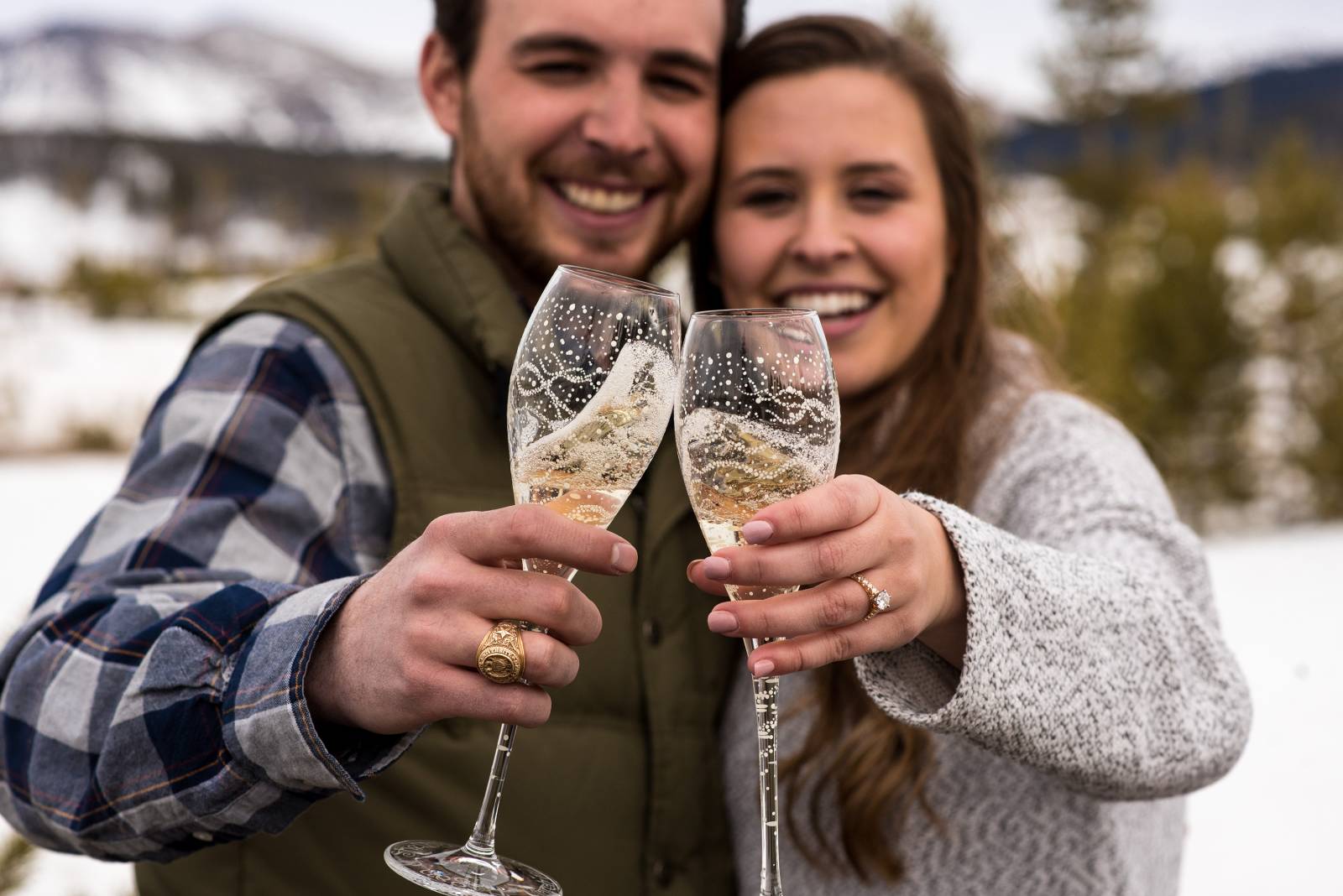 champagne celebration | surprise proposal | Devil's Thumb Ranch Resort and Spa | Colorado wedding ve