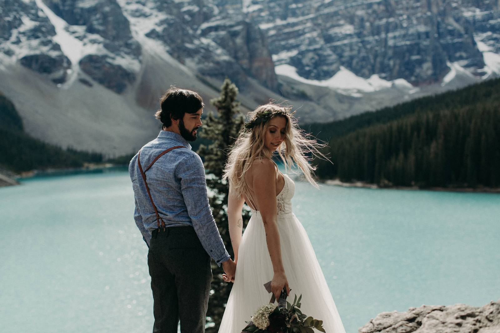 Banff lakeside elopement | romantic destination elopement