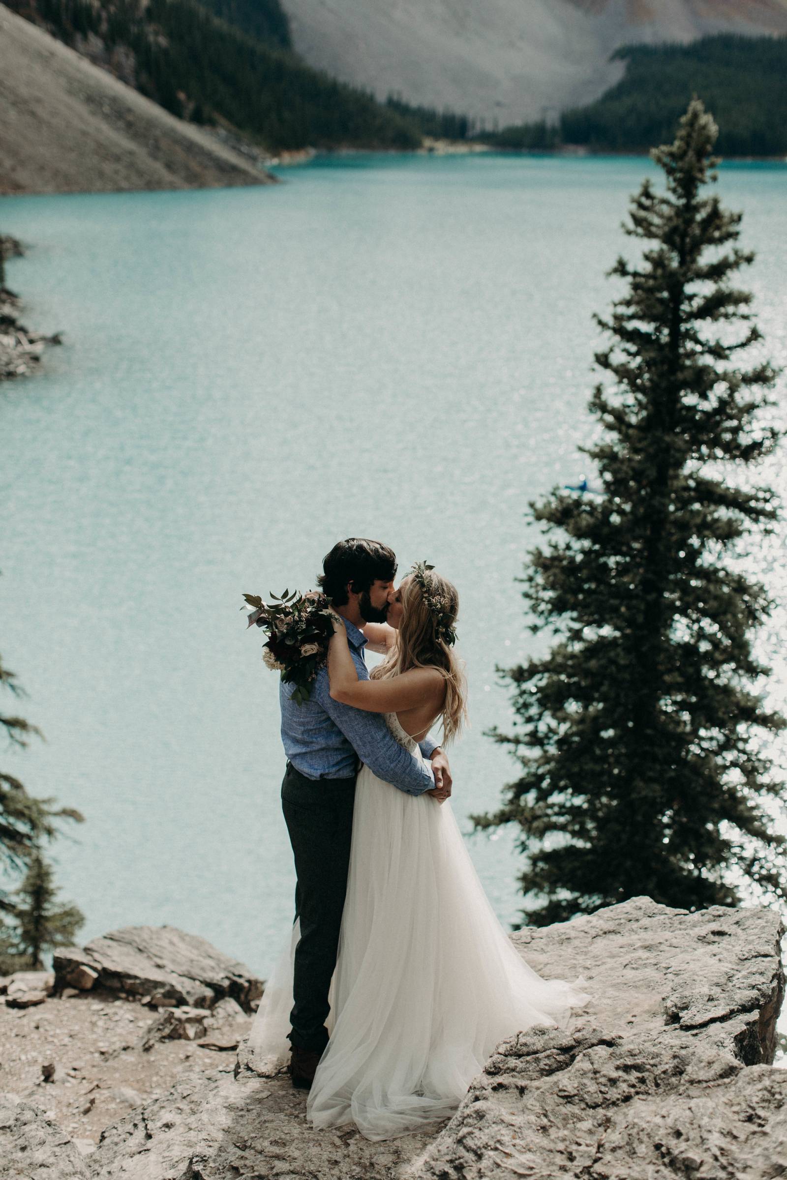 Banff lakeside elopement | romantic destination elopement