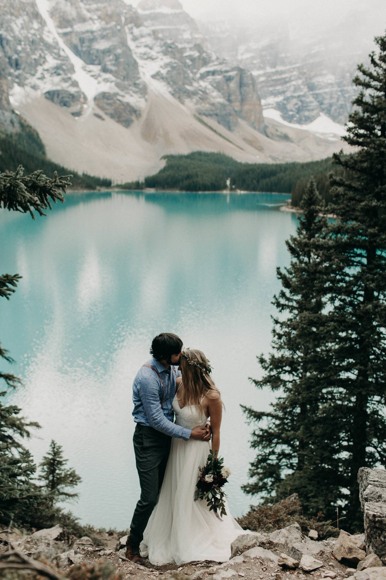 Banff lakeside elopement | romantic destination elopement
