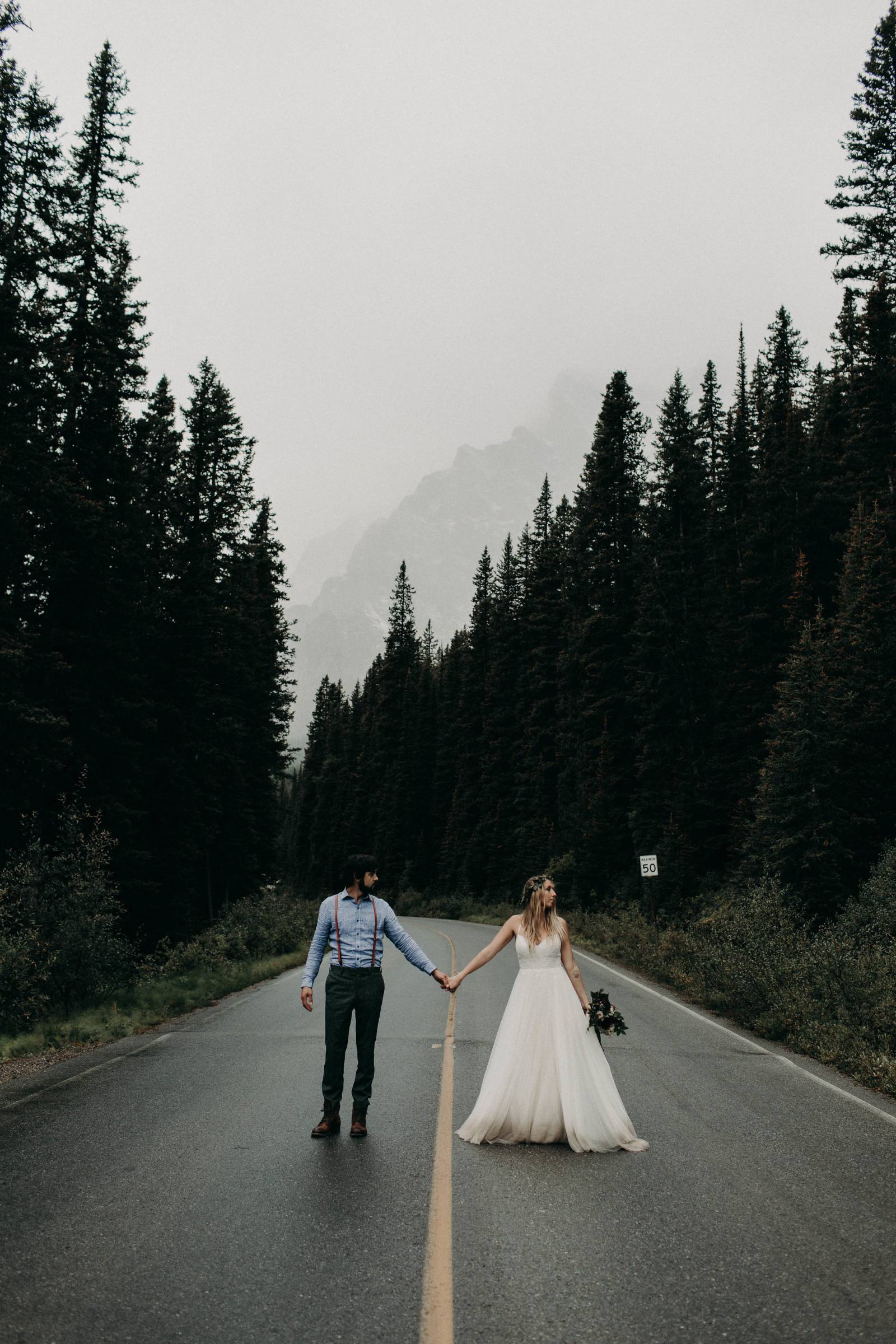 Banff elopement | romantic Alberta destination couple portrait