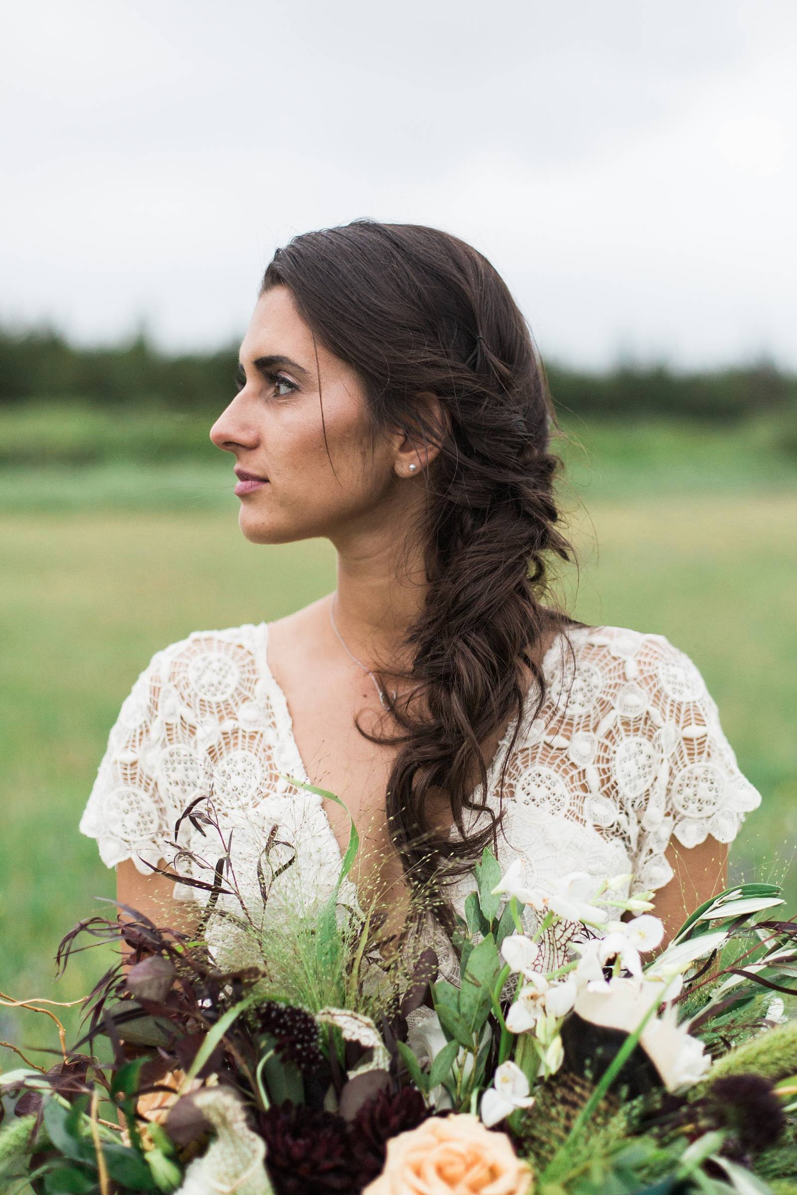 romantic bohemian bridal portrait | Yellowstone Under Canvas | Montana wedding venue