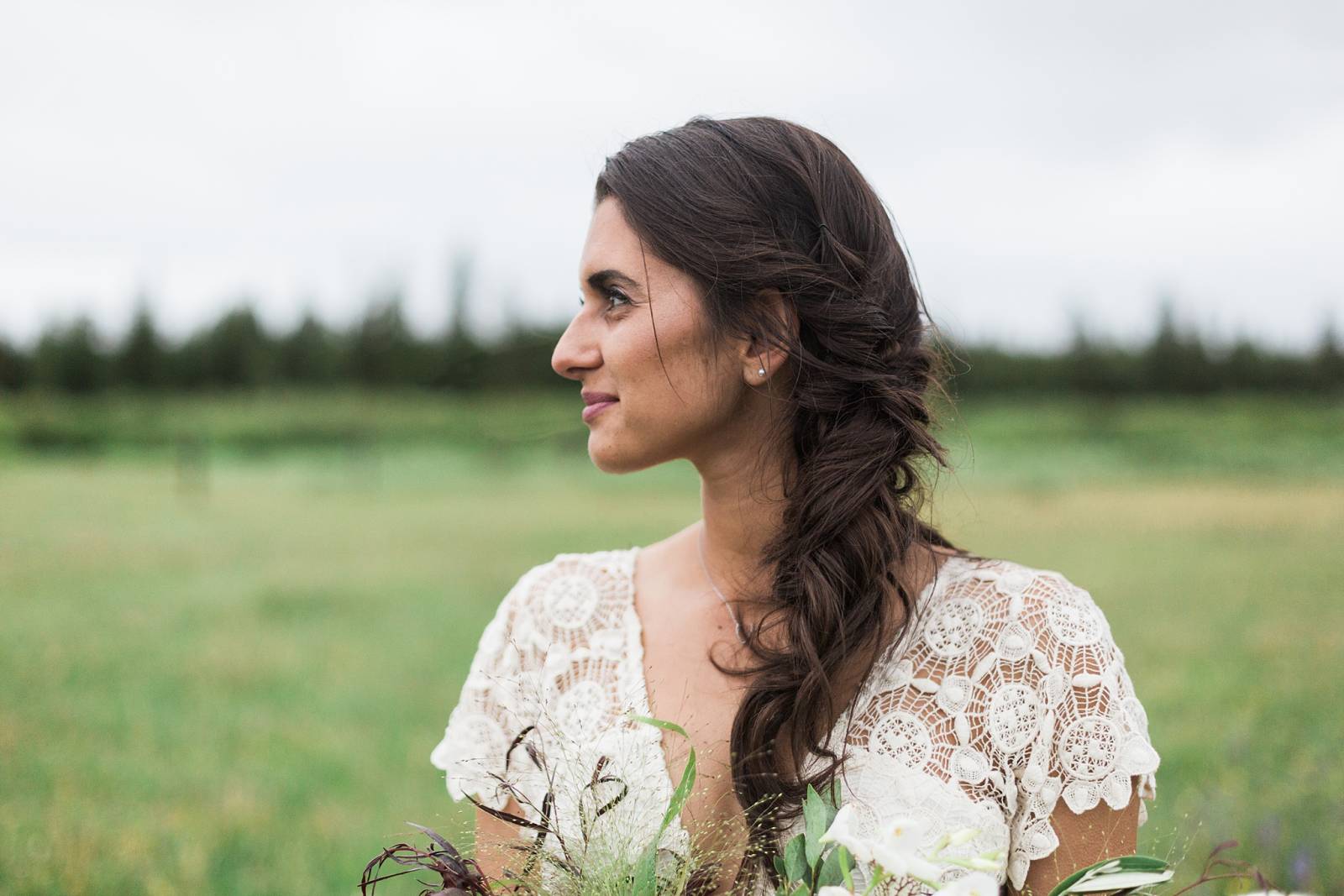 romantic bohemian bridal portrait | Yellowstone Under Canvas | Montana wedding venue