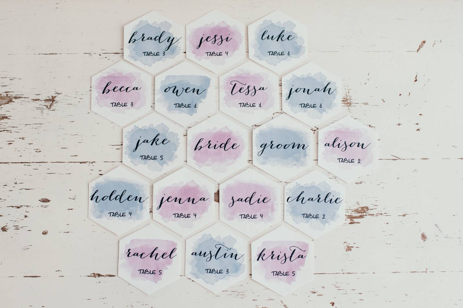 name and table place cards | blue and pink jewel toned wedding inspiration | Montana styled shoot