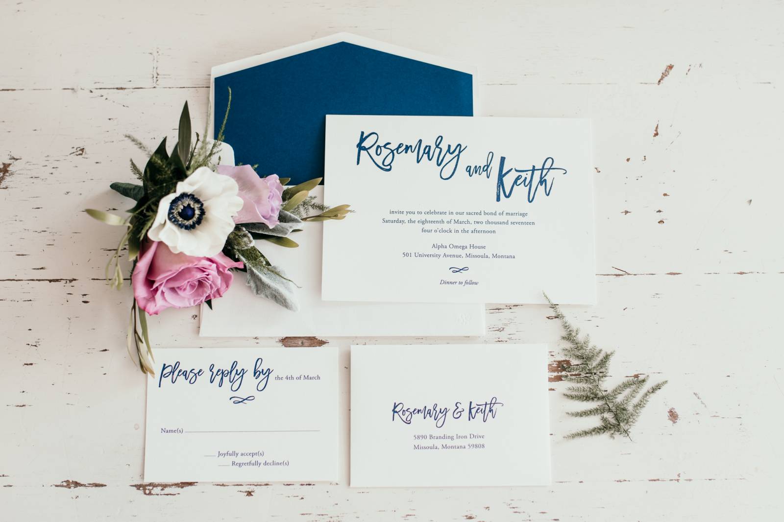 modern wedding invitations | blue and pink jewel toned wedding inspiration | Montana styled shoot