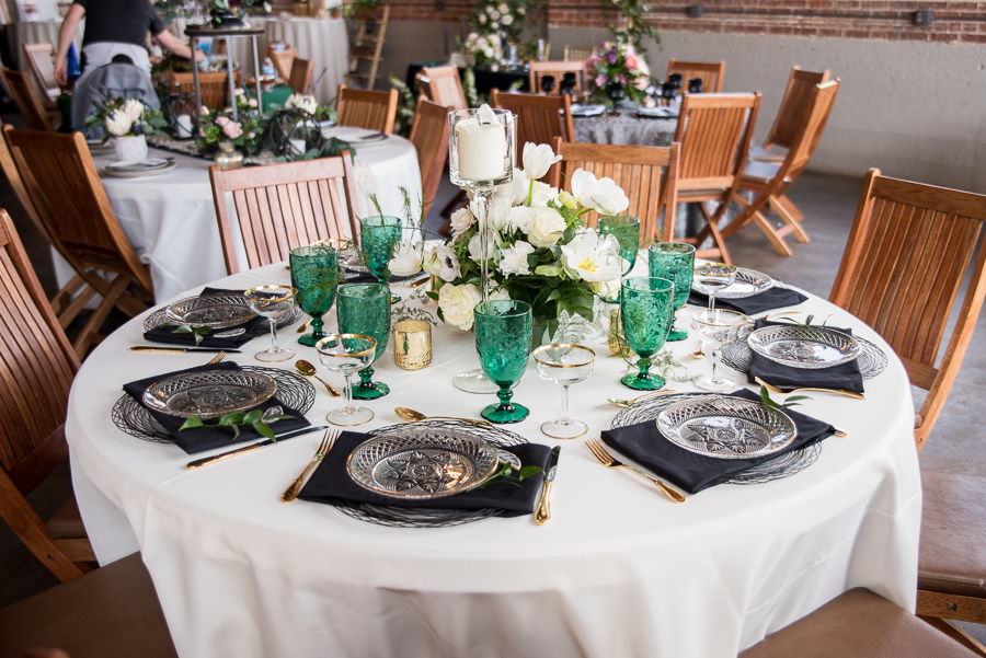 green and gold wedding inspiration | table decor at wedding reception