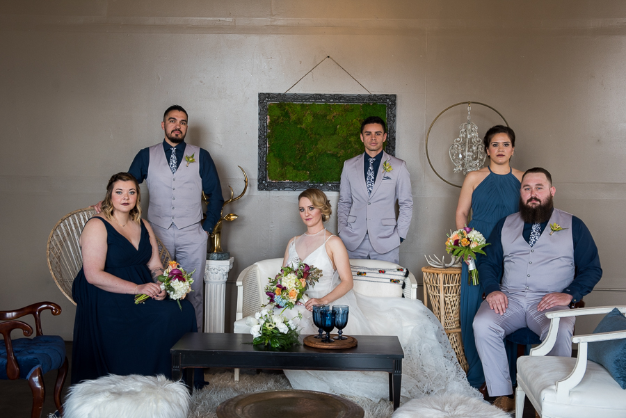 wedding party style | grey suits and blue accents