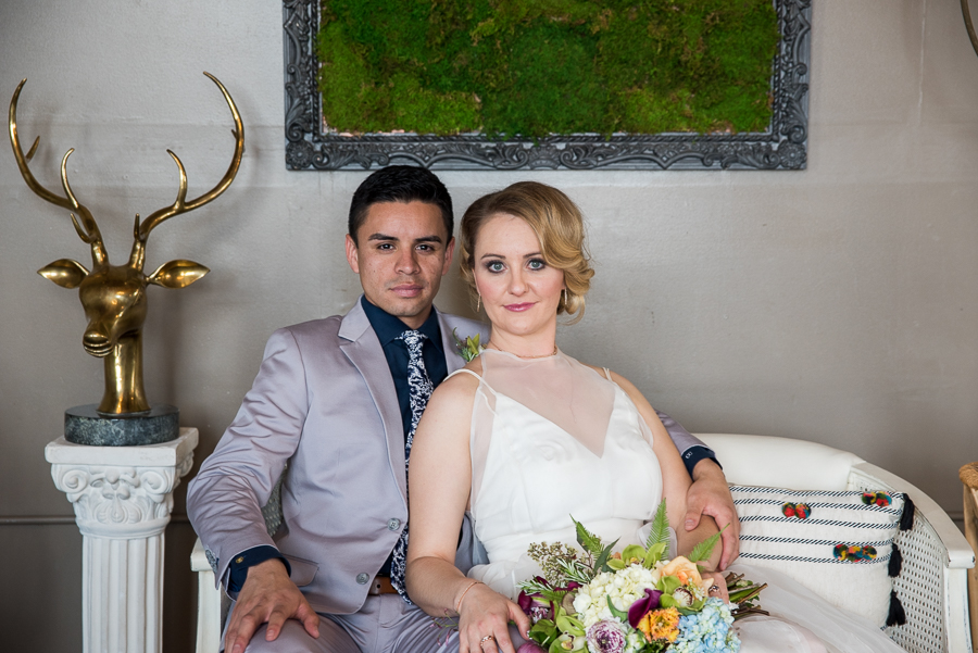 modern bride and groom
