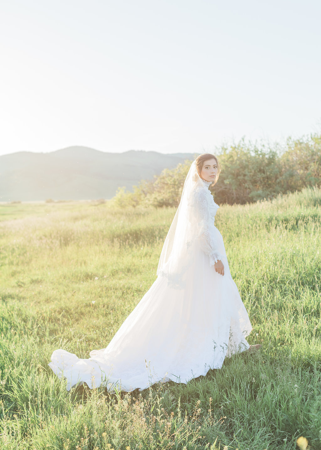 Montana farm wedding inspiration | Montana ethereal bridal portraits captured by wedding photographe