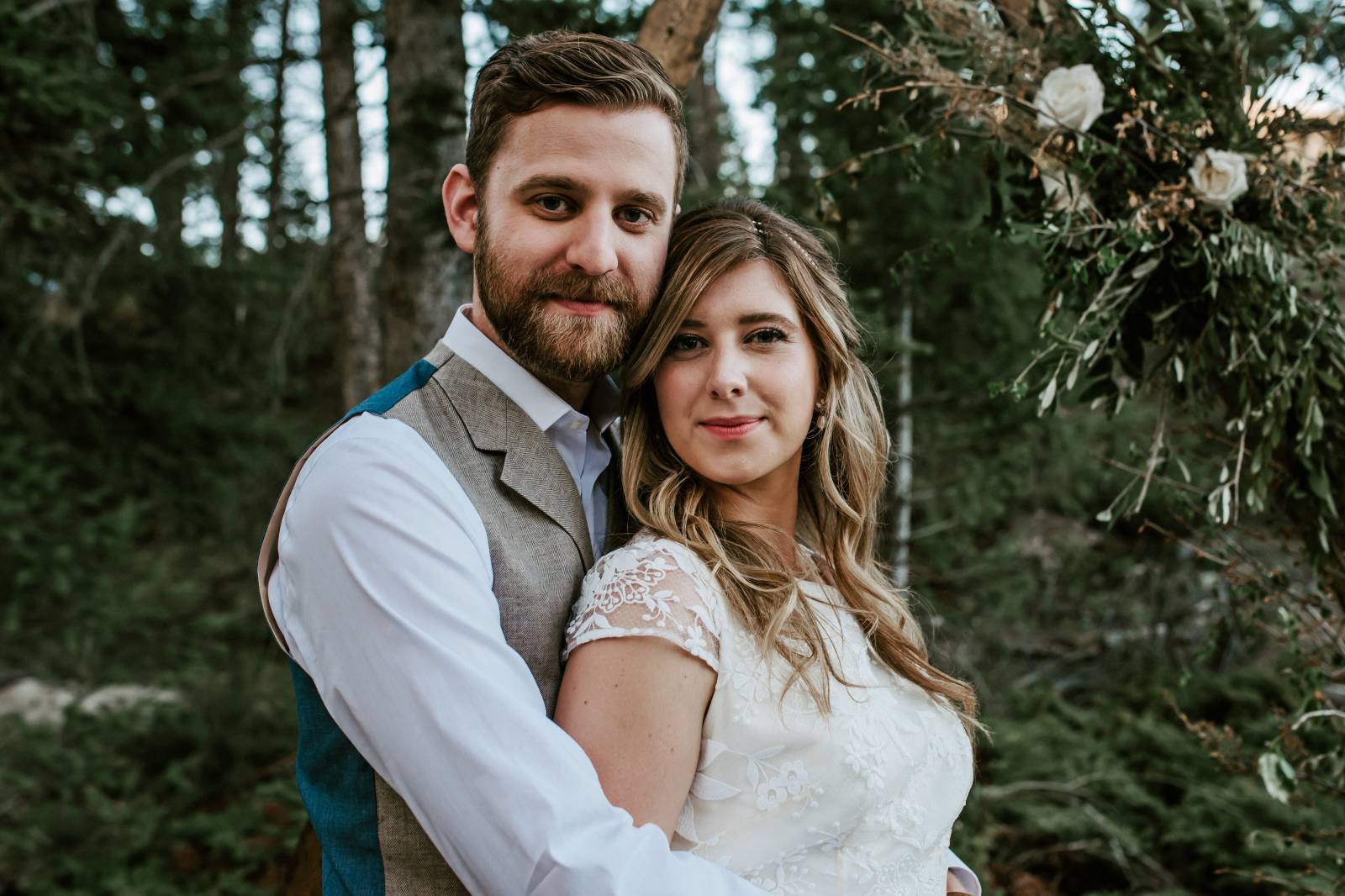 vintage wedding inspiration at Creekside Villa in Canmore | bride and groom
