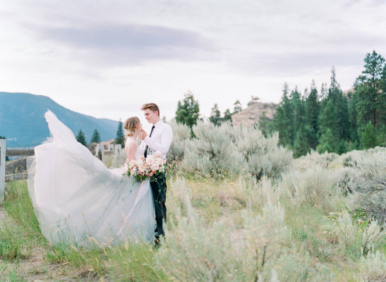 summer bridal inspiration | bride wearing wedding dress designed by Lillian Wild Bridal | bride and