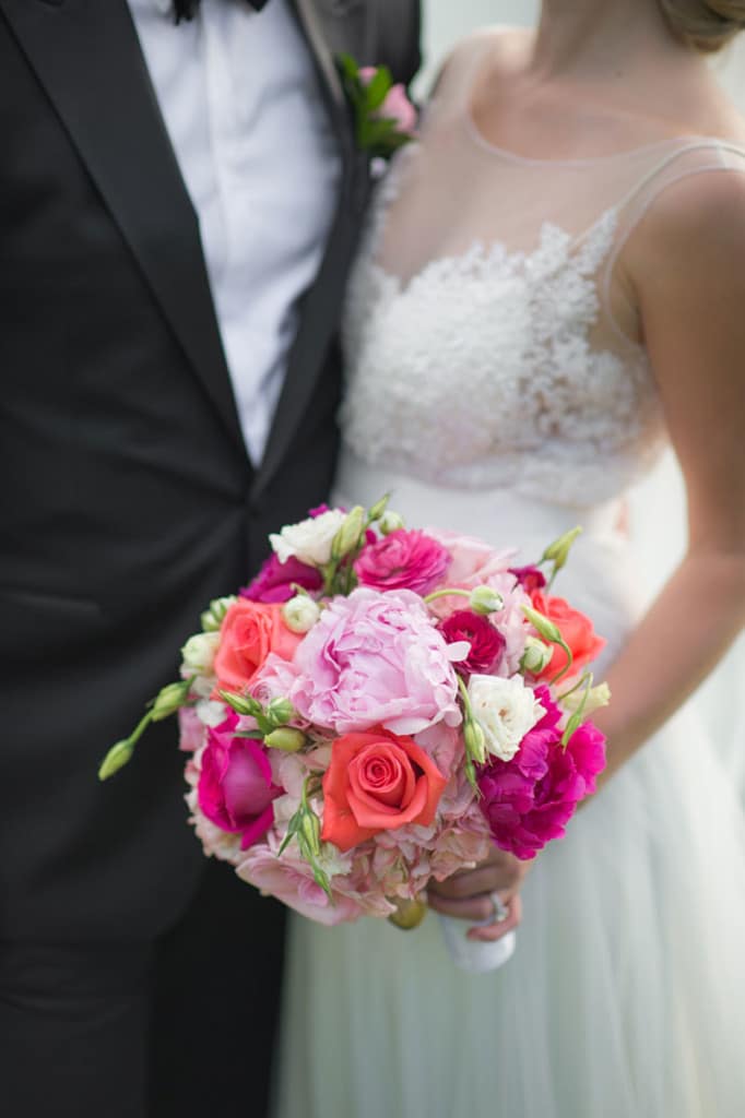 fuscia and orange bridal bouquet