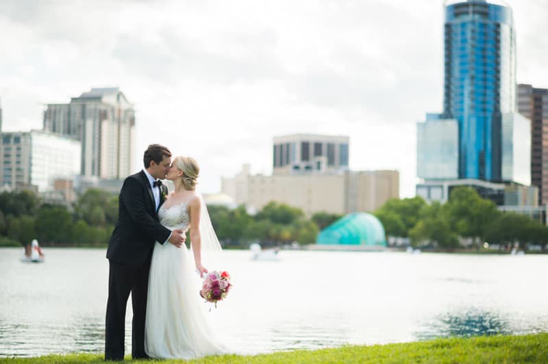 lake eola couple wedding potrait
