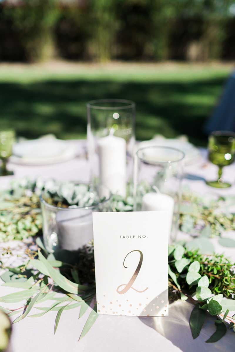 gold table number on guest table