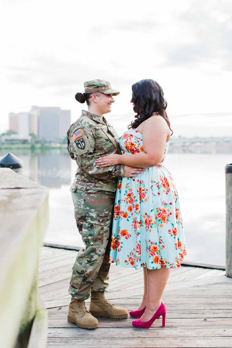 woman in military uniform holding fiance