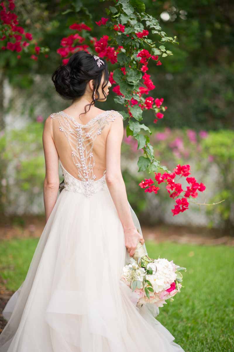 rhinestone detail back of wedding dress