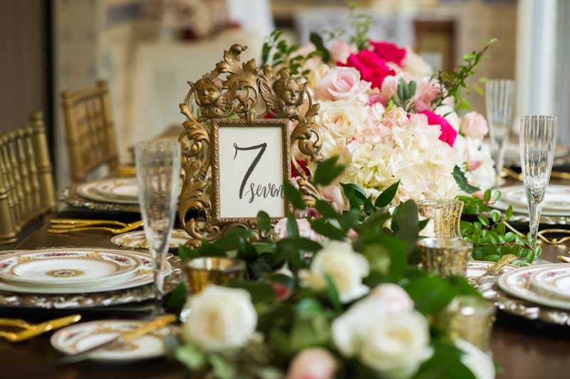 gold frame black table numbers
