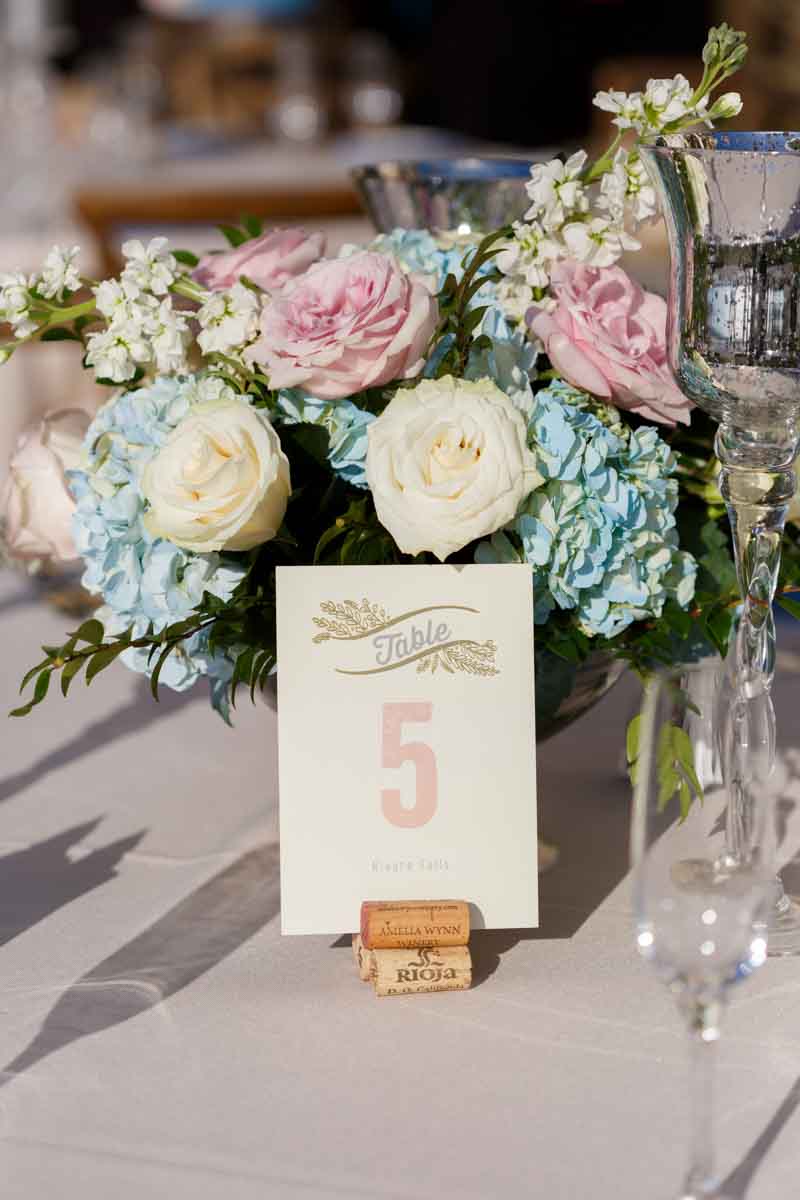 table number card in wine cork holder