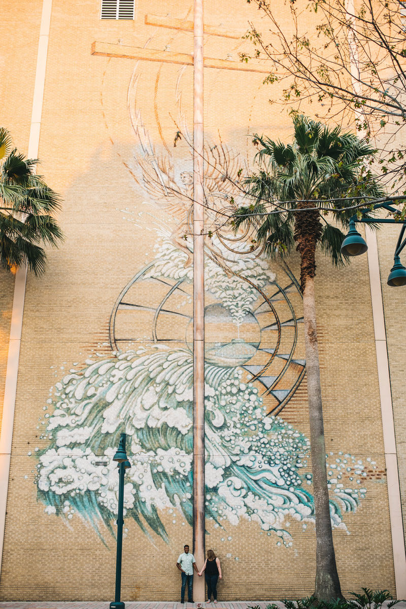 Ocean Waves wall mural on At&t building in Downtown Orlando