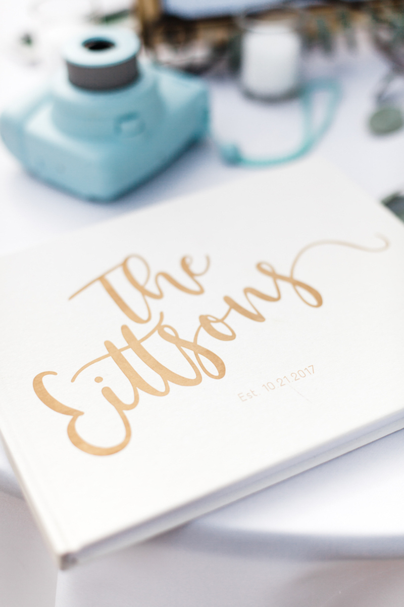 instapix wedding guestbook on white linen
