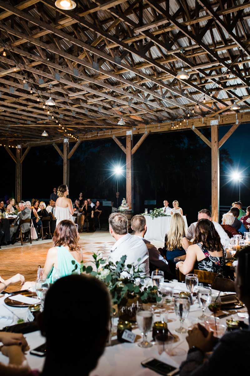 maid of honor giving speech at wedding reception