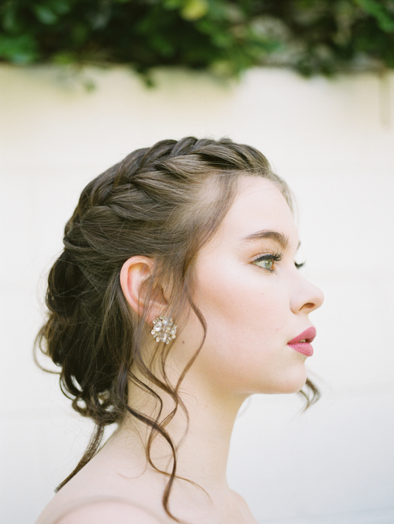 loose braid updo on bride