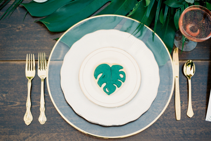 palm leaf cookie on dinner plate