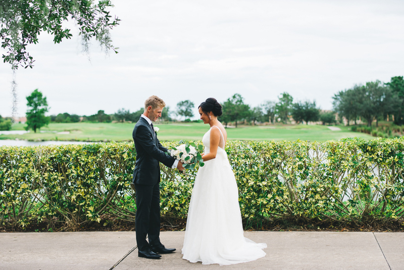bride and groom seeing each other for the first time