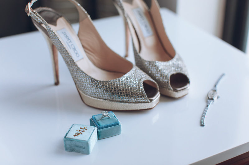Jimmy Choo wedding shoes and engagement ring