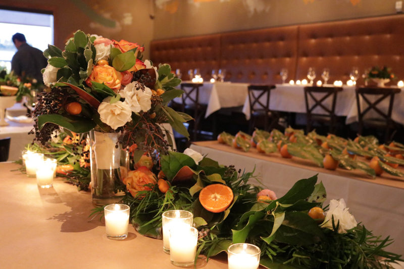 citrus inspired wedding reception table garland