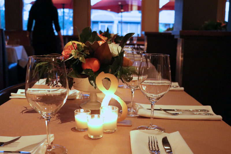 gold table number on reception table