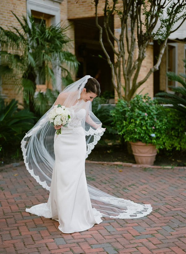 Bride with cathedral length veil