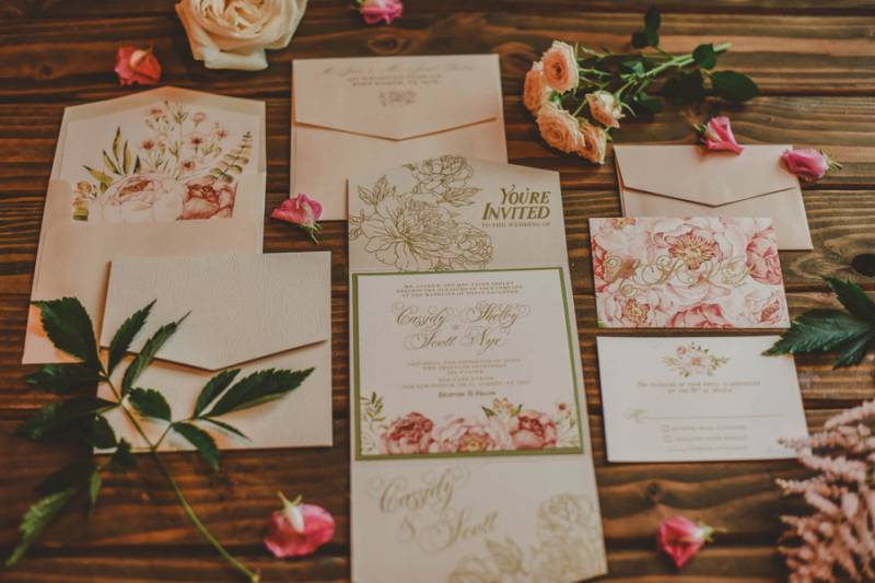 Rose inspired wedding invitation