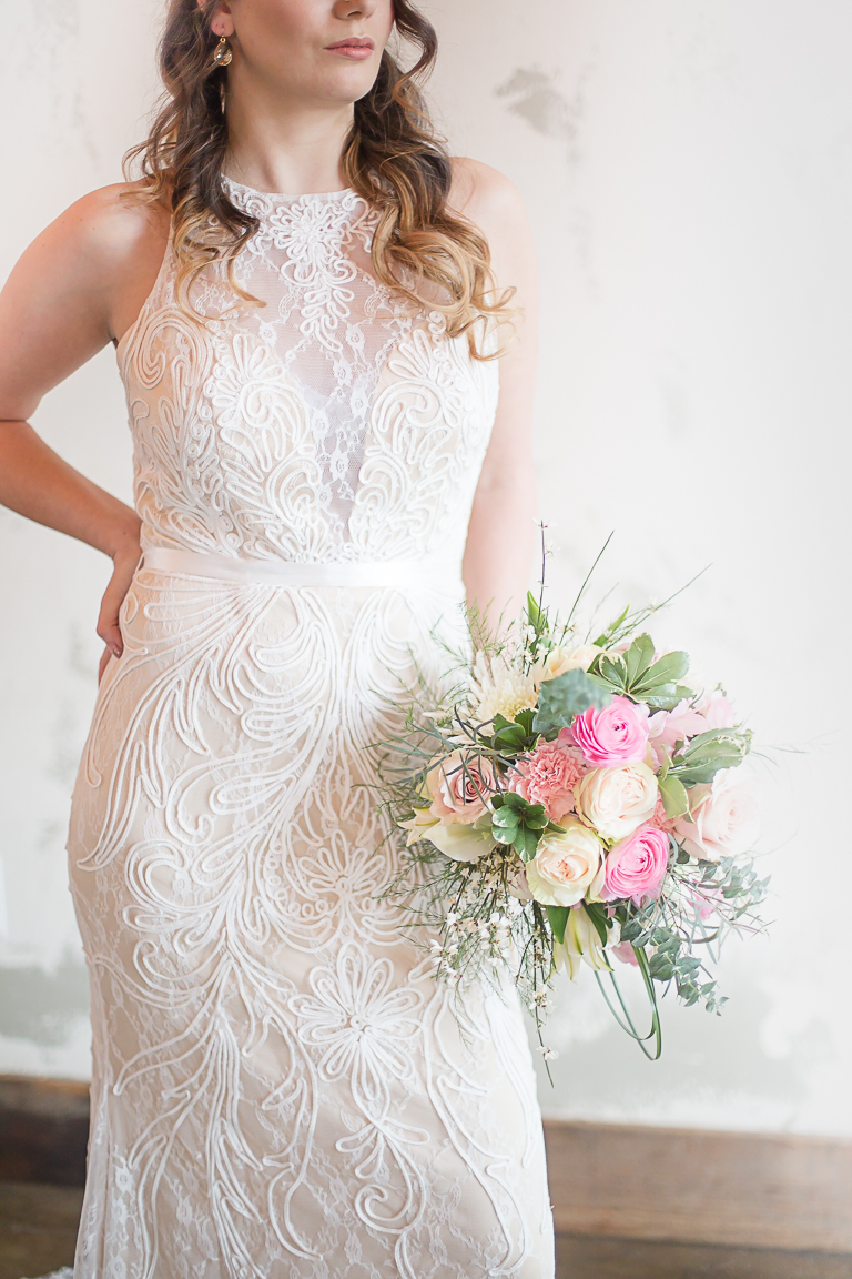 Hi-neck lace wedding dress