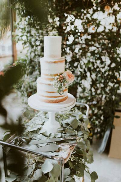 naked white wedding cake