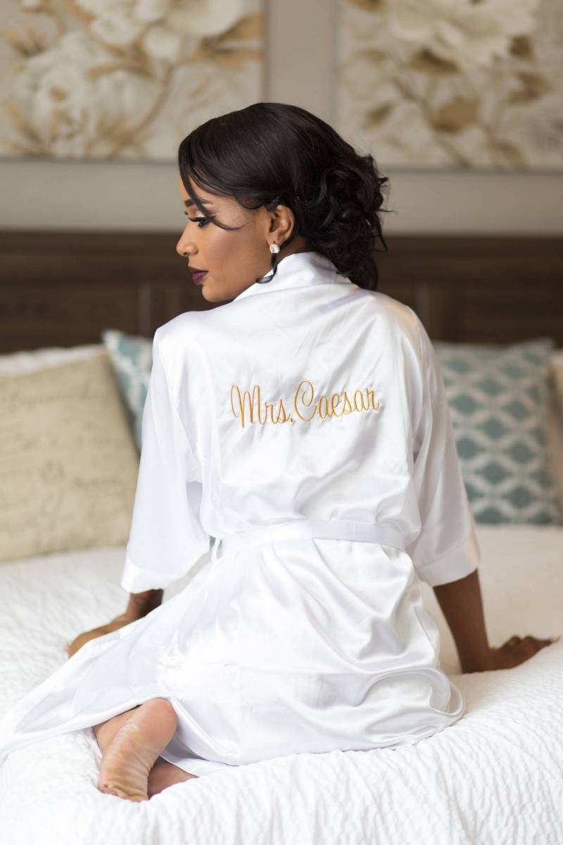 bride in robe