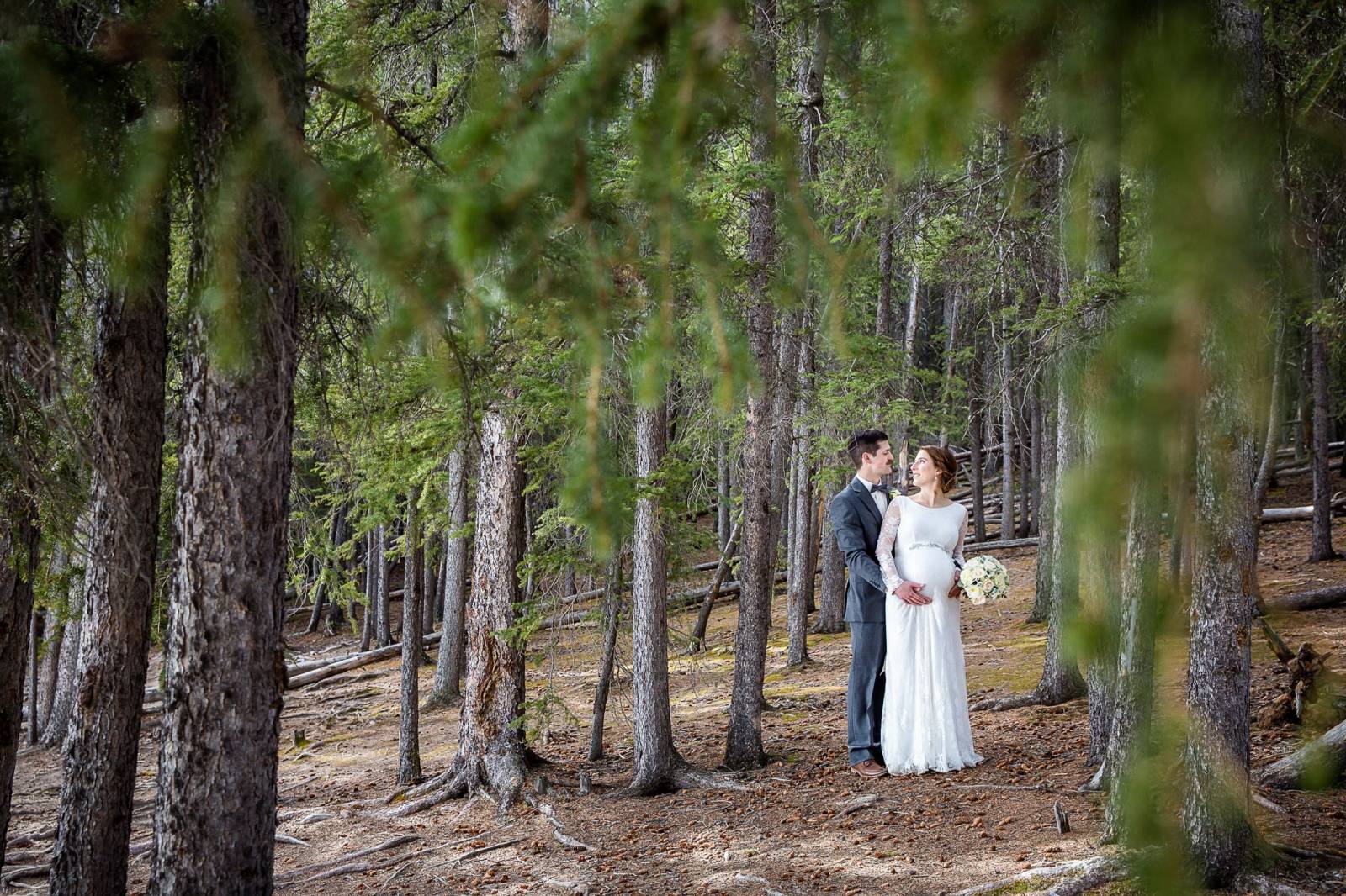 Forest wedding portraits, banff wedding