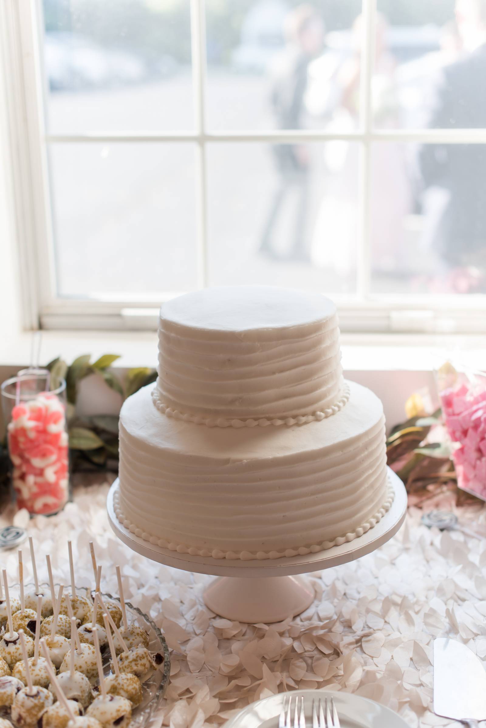 Classic two-tiered plain wedding cake