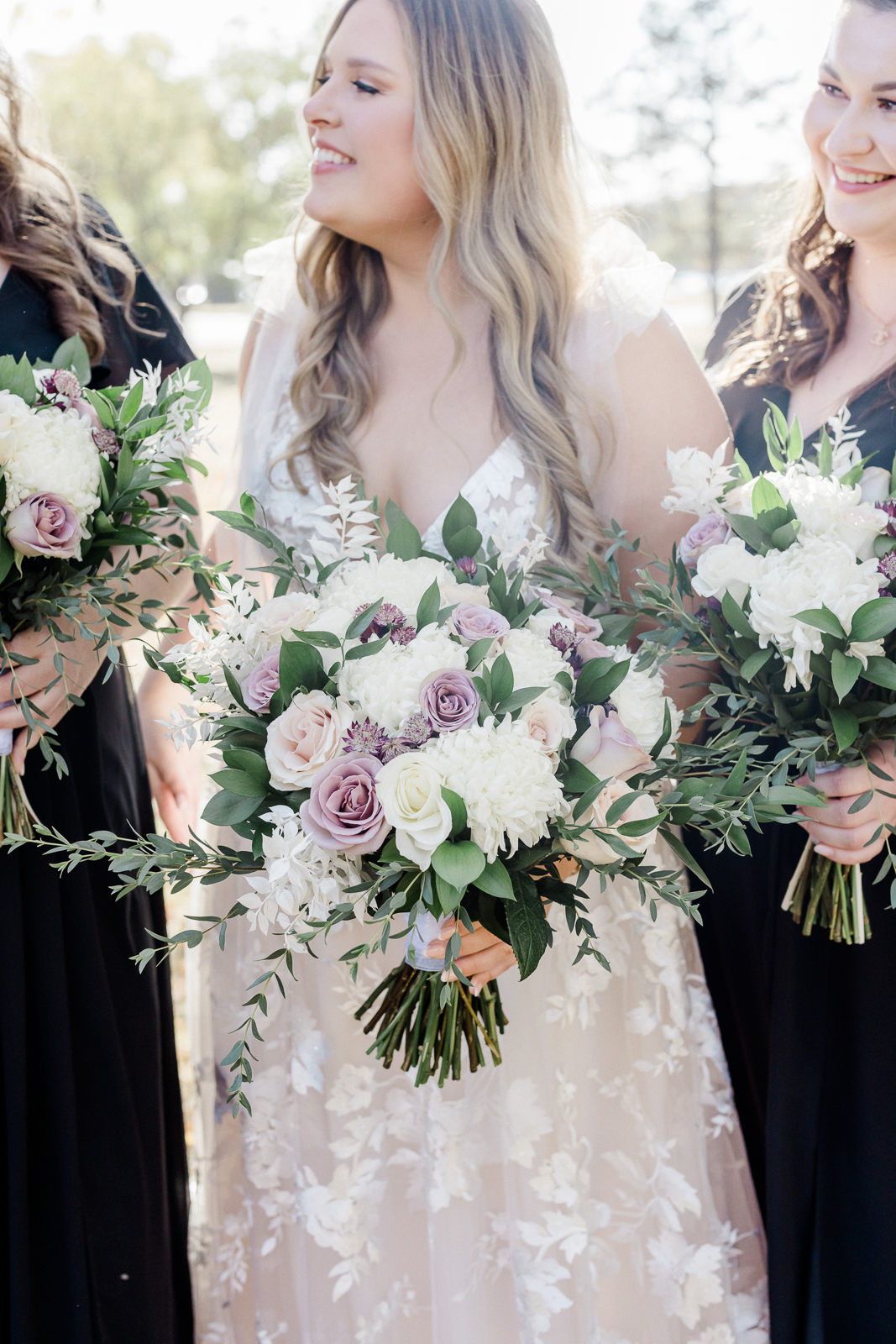 white lavender and green bridal bouquet