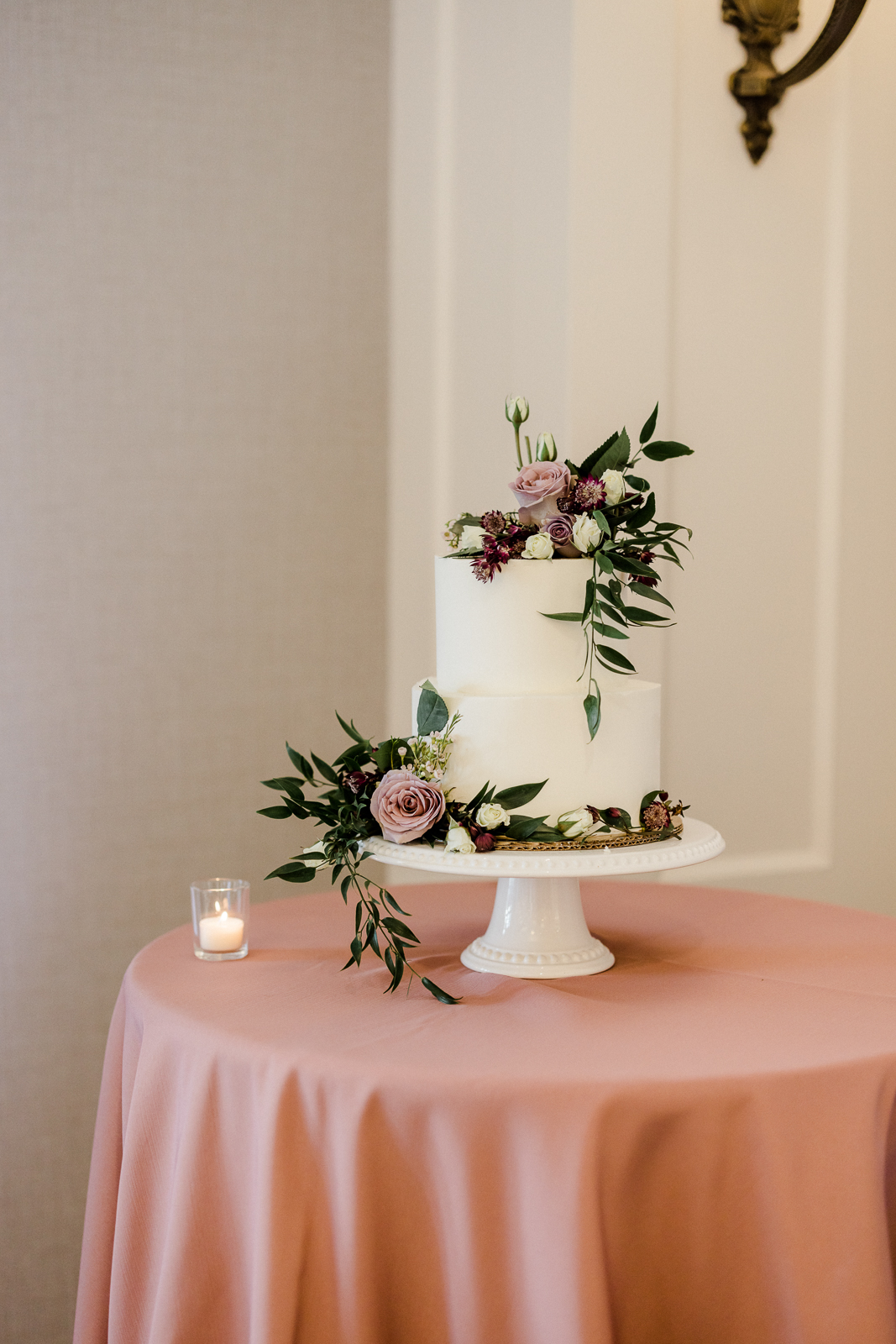 white wedding cake with floral