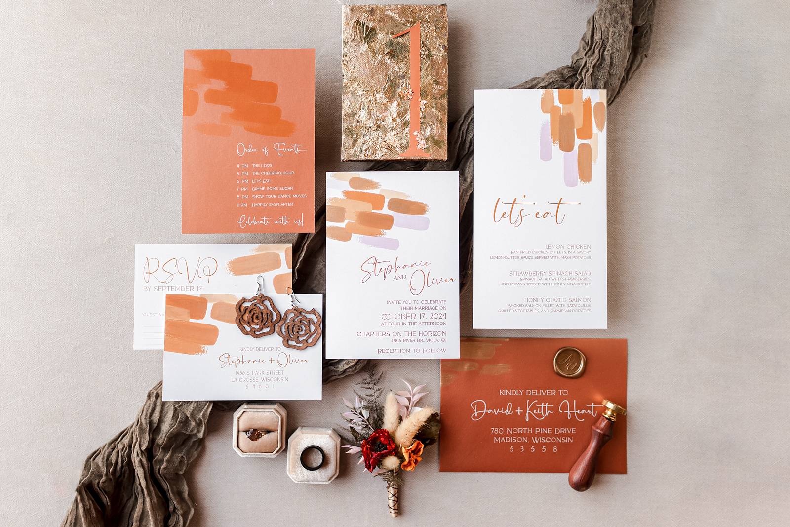 Simple Modern Wedding Stationary Flat Lay