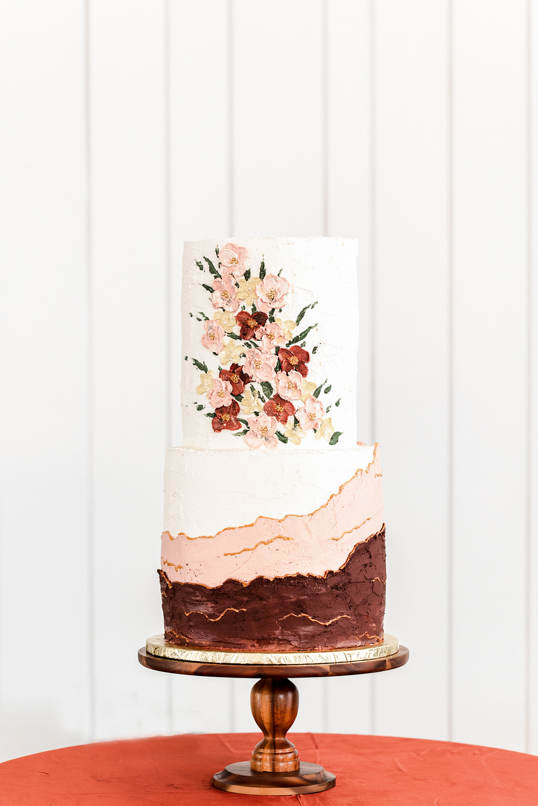 Elegant Painted Floral Wedding Cake