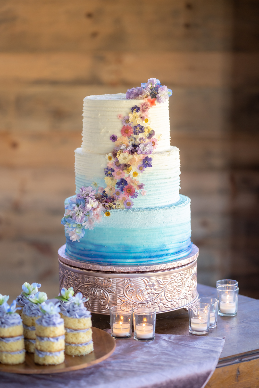 Ombre Wedding Cake With Pressed Floral