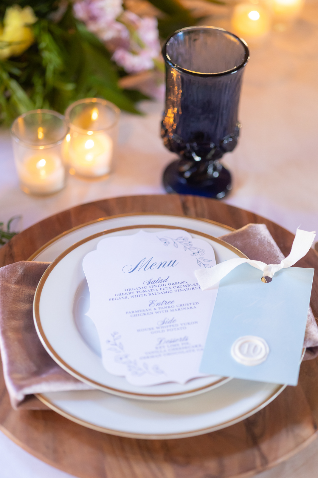 Romantic Elegant Reception Menu Card