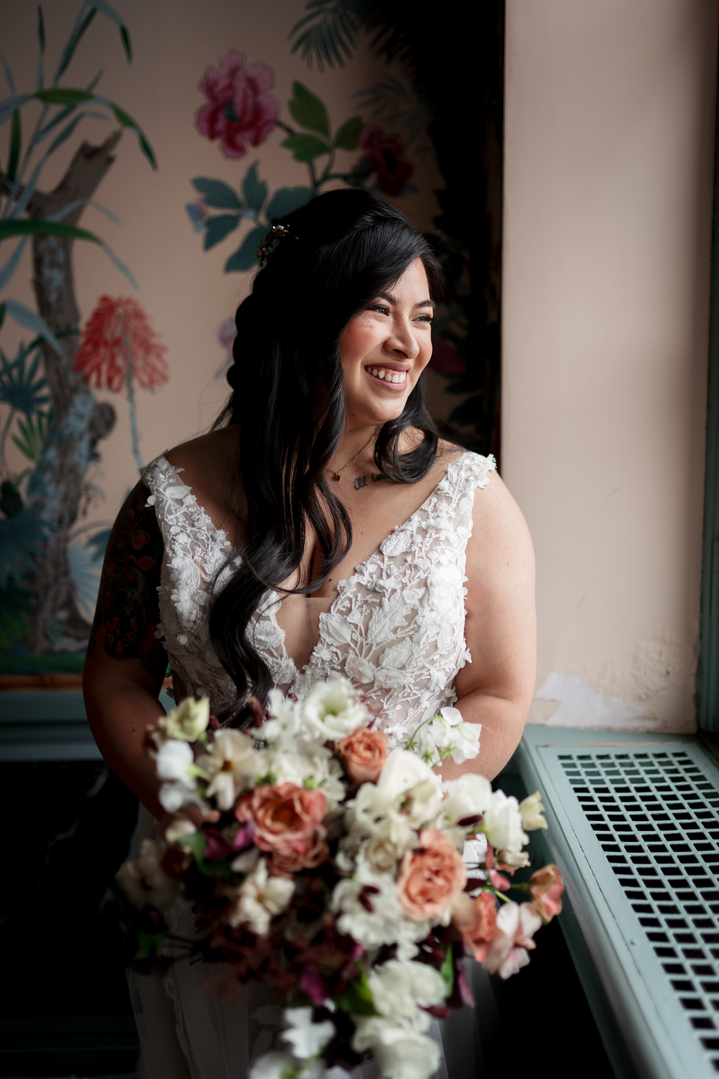 bride, bouquet, wedding hair