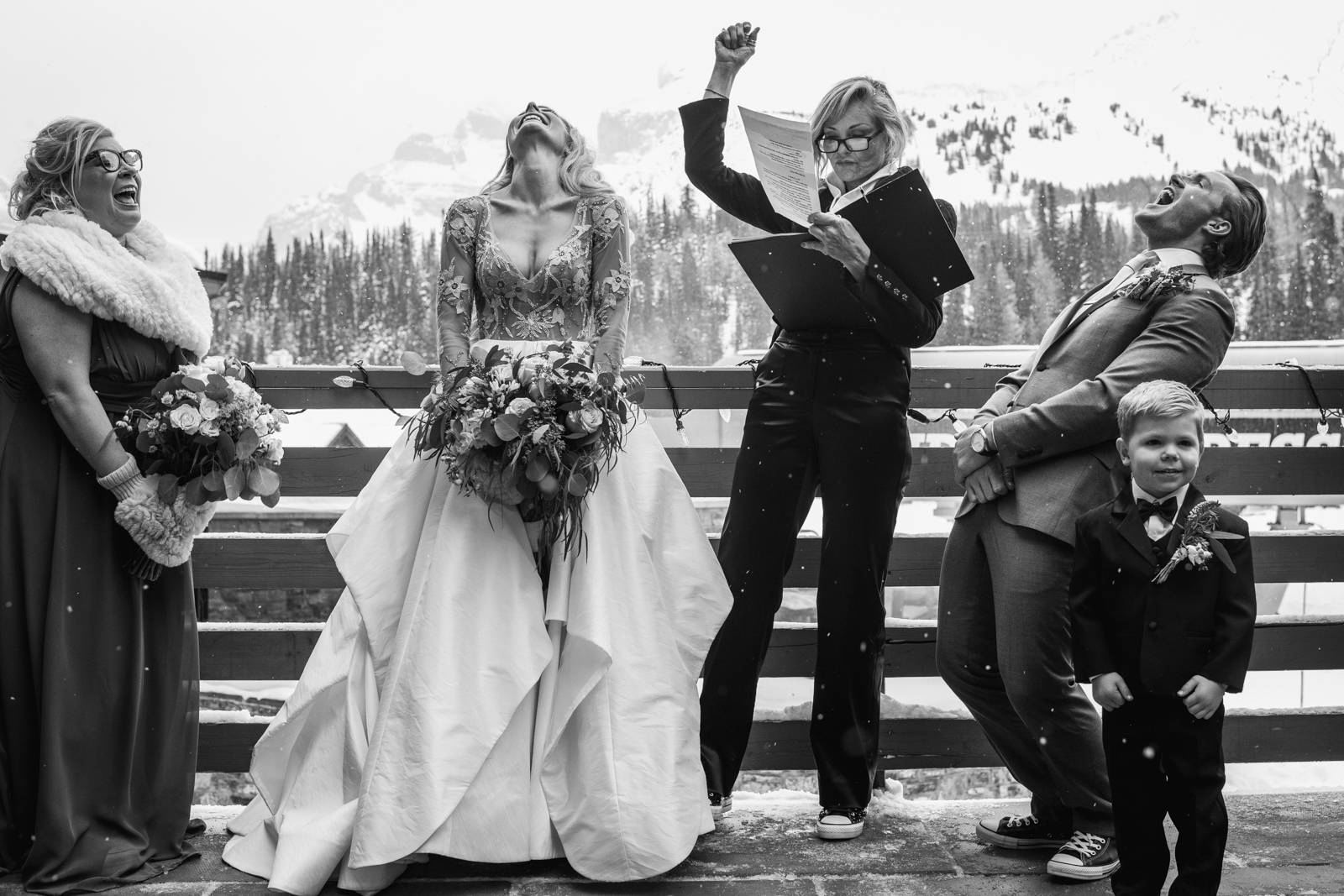 sunshine village winter wedding ceremony