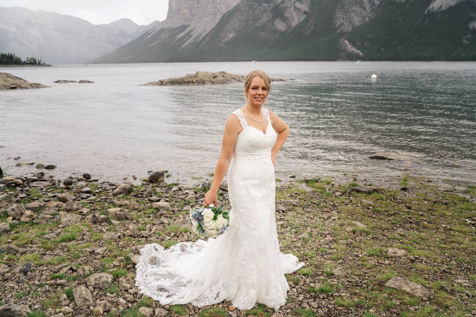 Bride at Lake Minnewanka