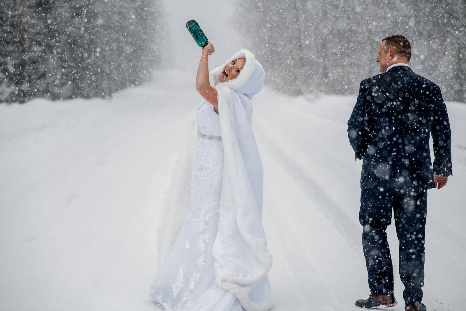 Fun winter wedding