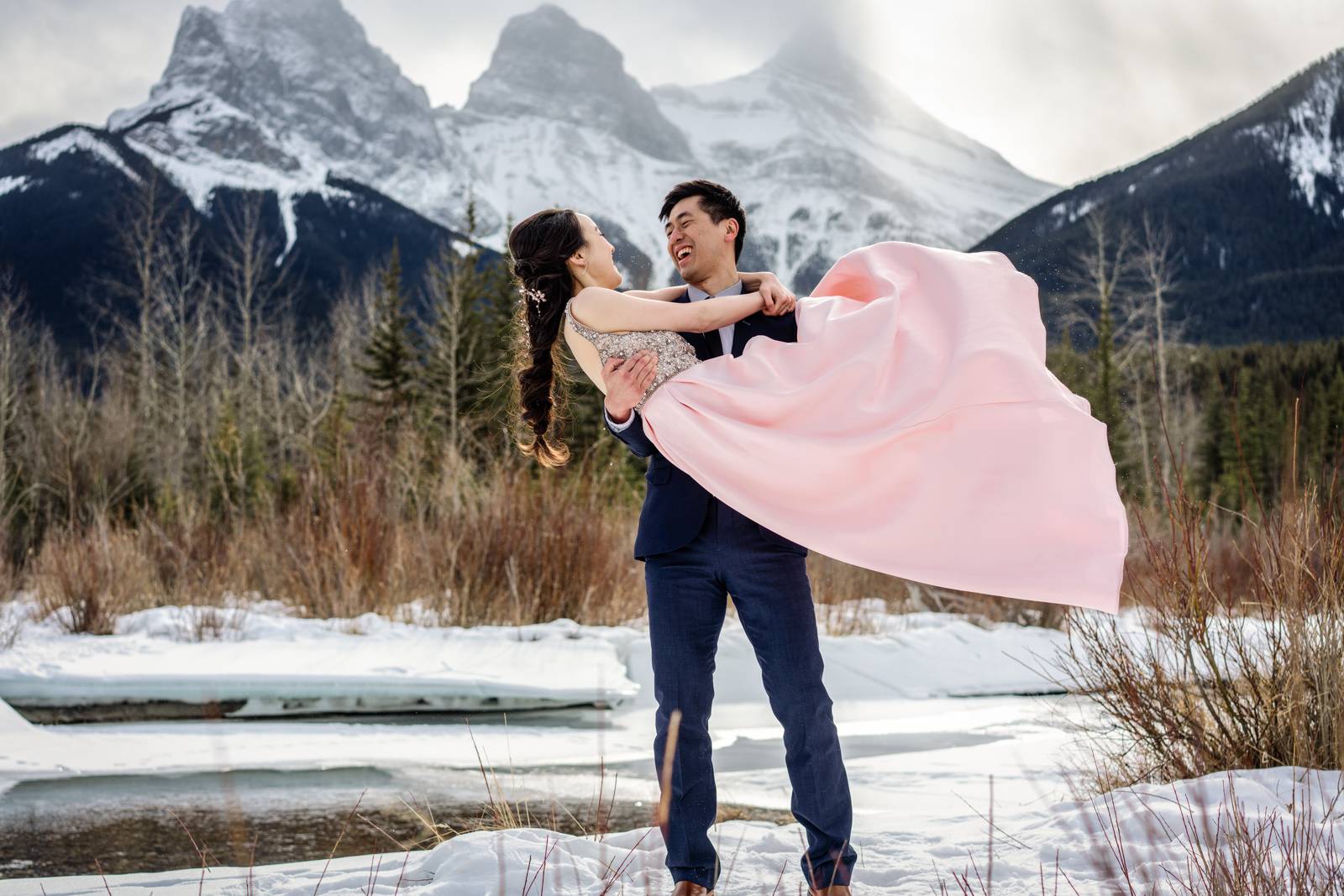 Canmore winter engagement session
